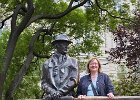 Lynne and another statue