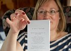 Lynne showing the menu card